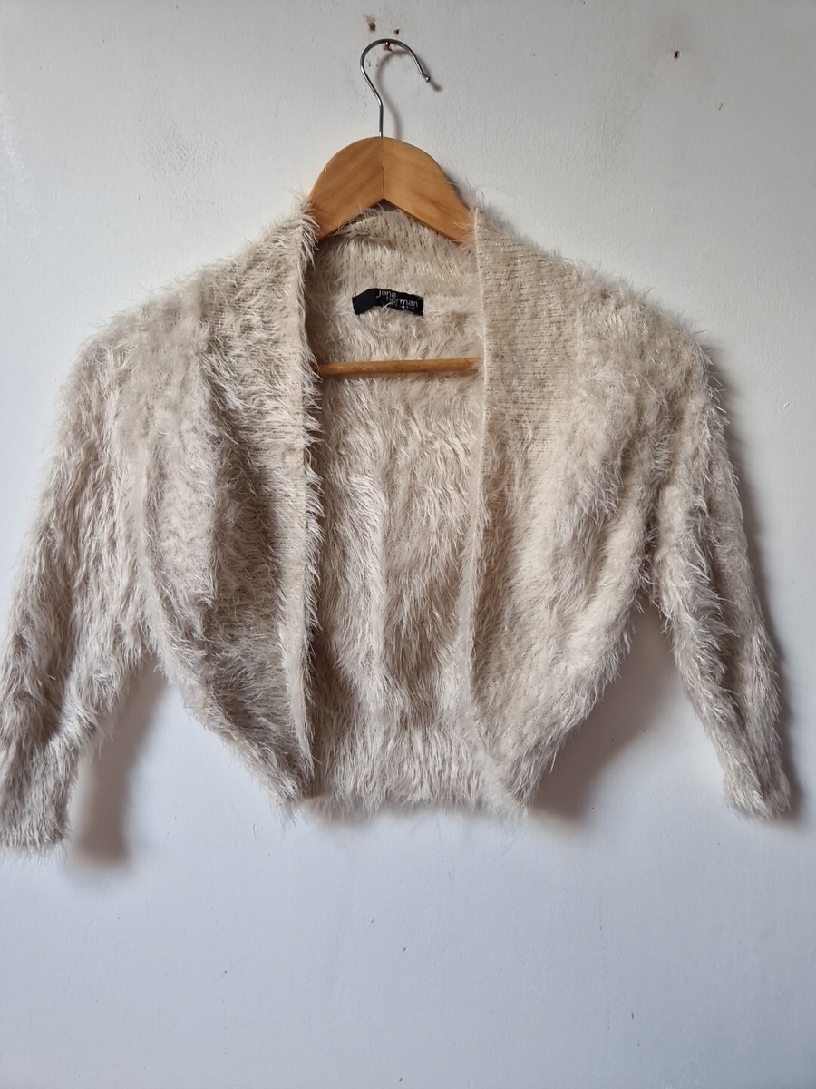 Ivory Angora Cropped Cardigan VTG Bergdorf Goodman Women Small