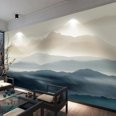 3d Wallpaper New Chinese Zen Ink Landscape Painting Oil Painting Texture Mural