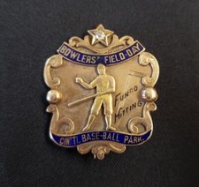 Antique 10k Yellow Gold Diamond Dead Ball Era Baseball Award Medal