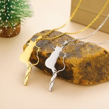 Couple Cat Pendant Necklace Stainless Steel Couple Love Jewelry Gift