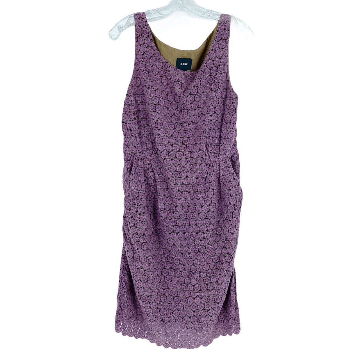 Mauve Dress 10 Purple Crochet Sleeveless Lined Pockets Side Zip Women's  Casual | eBay