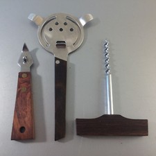 Vintage Barsieb Holz Edelstahl 50er 60er MID CENTURY Dosenöffner