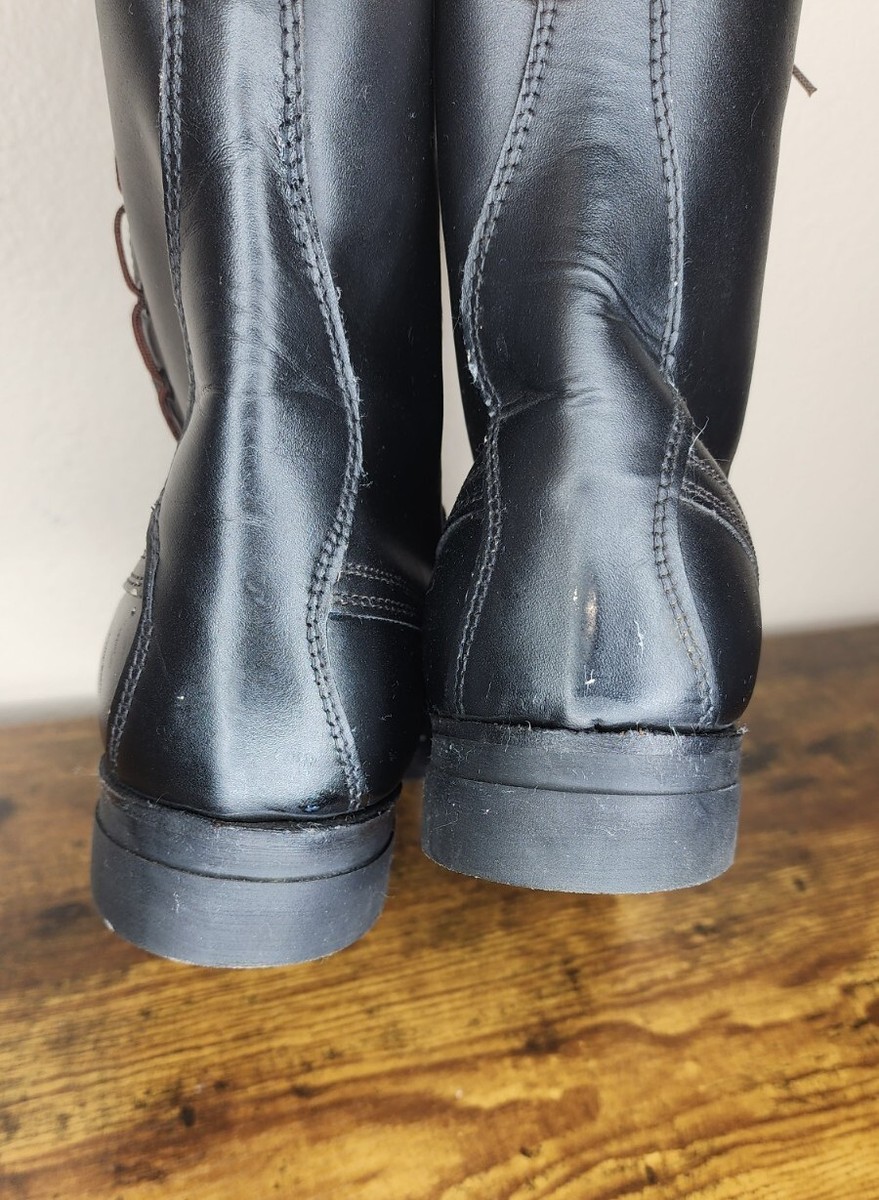 Vintage Addison Company Leather Military Boots Lace In Zippers  Mens 8 D Vintage 1975 Addison Company Leather Military Boots Lace In  main image 2