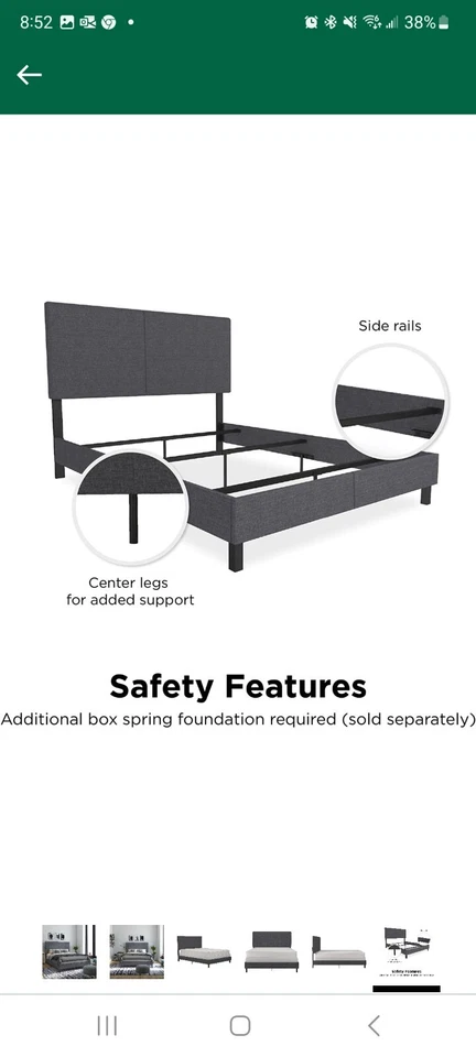 Cama Plataforma Tapizada con Costuras Verticales Modernas en Cabecero Rectangular Foto 2 de 4