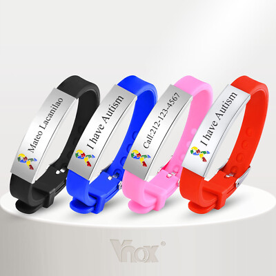 Vnox Free Personalized Autism ID Bracelets for Teens Girls Boys