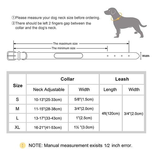 Personalised Dog Collar and Leash set Padded Leather with Metal Custom ID Tag - Picture 2 of 16