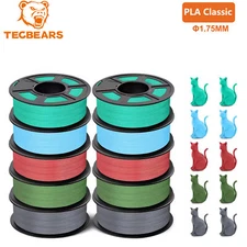 TECBEARS 10KG PLA Classic 3D Printer Filament 1.75mm for High Speed 50-600mm/s