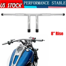 1-1/4" Chrome 8" Rise Pullback T-Bars Handlebars Drag Fits Harley Softail Dyna