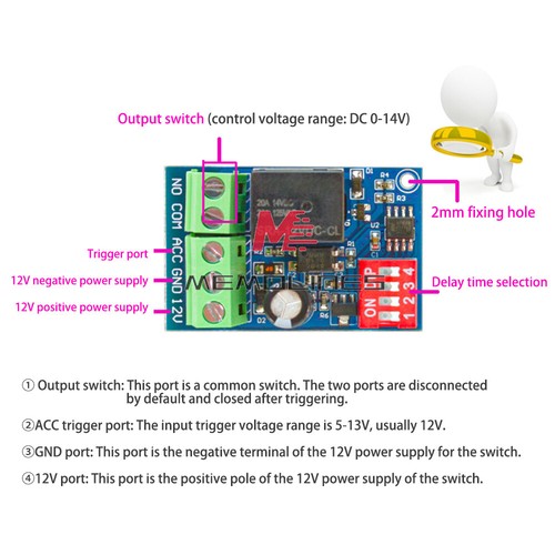 DC12V Car Time Delay Relay Module Trigger Delay On/Off Switch Module -20℃ to 70℃ - Picture 5 of 16