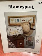 June Grigg 003 HOMESPUN cross-stitch pattern charts 1979 Leaflet 4pg