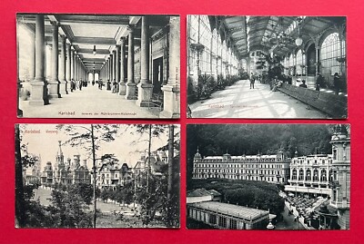 4 x AK KARLSBAD in Böhmen um 1910 Mühlbrunnen Kolonnade, Westend   ( 118858