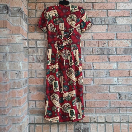 Vestido Midi Vintage Años 90 Botón Delantero Mangas Cortas Rojo Talla S - Imagen 8 de 9