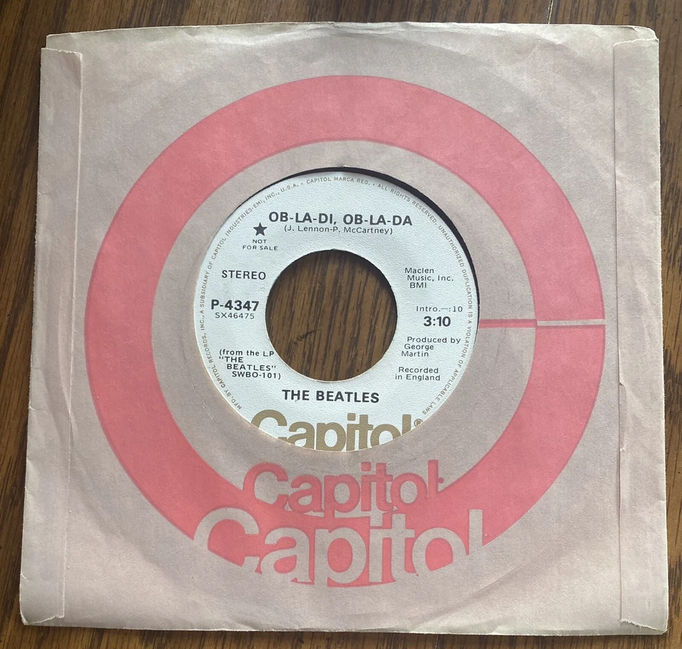 Beatles Ob-La-Di Ob-La-Da Capitol P-4347 45rpm RARE Promotional Stereo/Mono NM! - Image 2 of 4