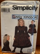 Vintage Simplicity 9987 Daisy Kingdom Girls Dress 18 Doll Pattern Size AA 3-6
