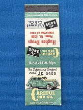 Careful Cab Co Taxi Advertising VTG Matchbook Cover Lt#2045