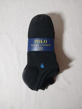 Polo Ralph Lauren No Show Socks Black 6 Pairs Women Fits Shoe Size 4-10.5