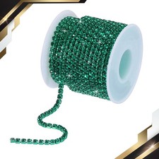 1Pcs 10 Yards 4mm Crystal Rhinestone Diamond Close Chain Trim Green