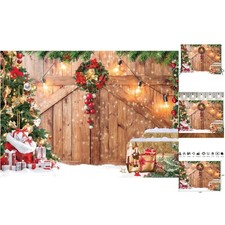 10x8ft Vintage Barn Door Backdrop - Perfect for Christmas Parties and Photos