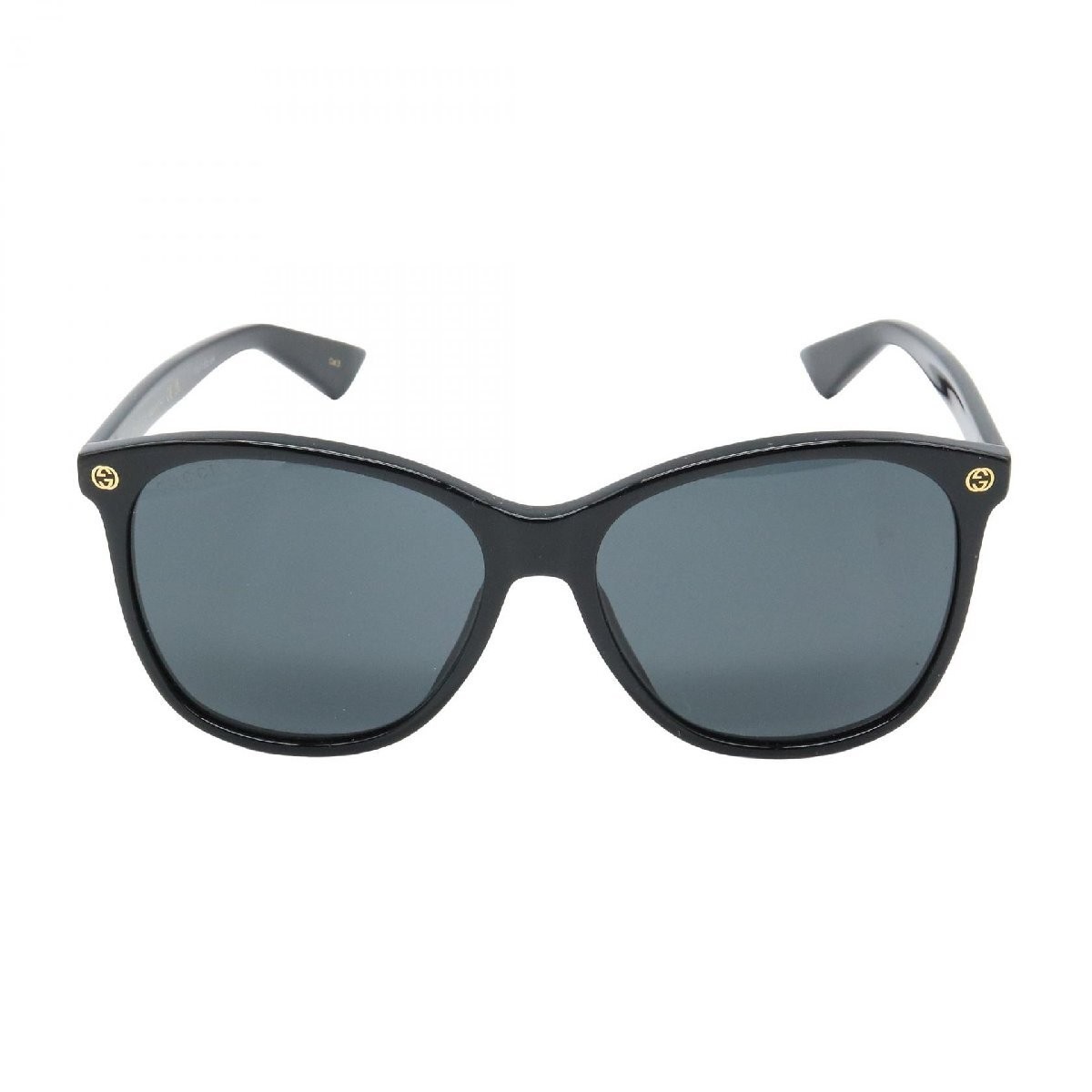 Gucci Black Plastic Rectangular Sunglasses Gold B… - image 1