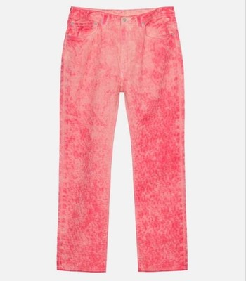 Levi's x Stussy Herren Denim Jeans gefärbt Jacquard Hose rosa Größe 34 unbenutzt