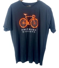 Amsterdam Biketown T-Shirt  XXL Black Unisex Bicycle 100% Cotton.