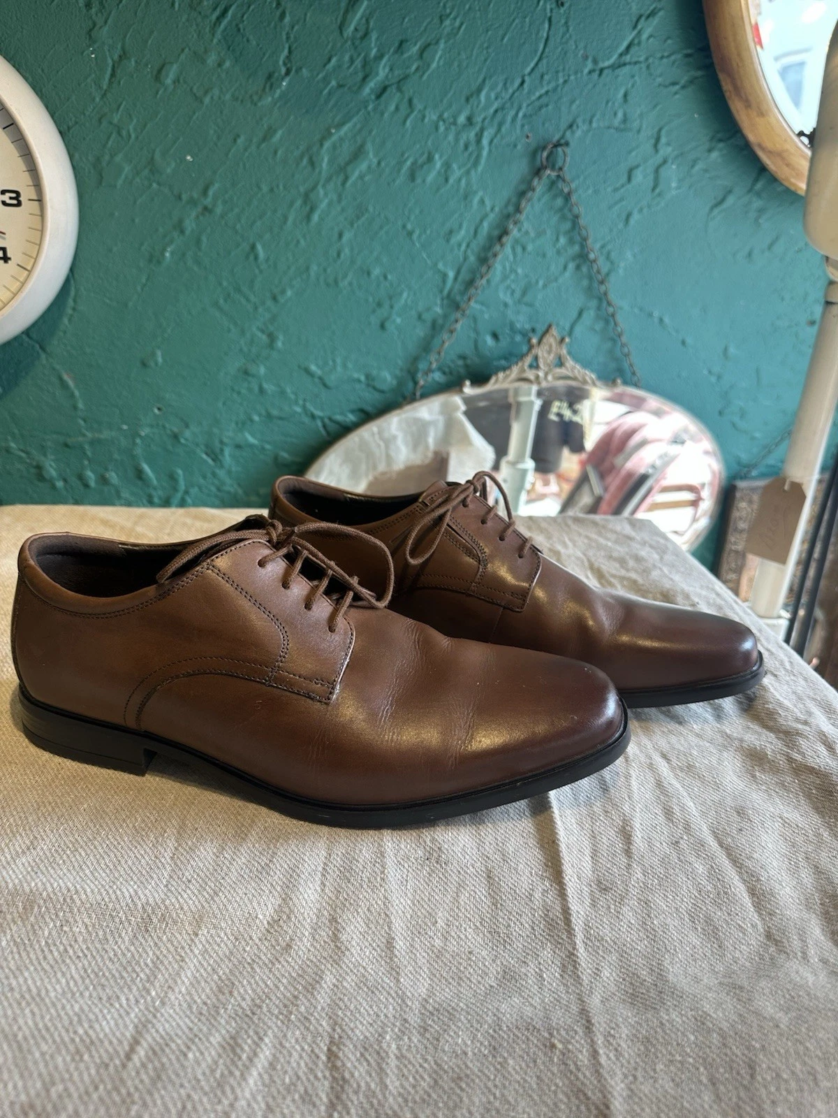 CLARKS Scarpe mocassino Clarkes marrone Oxford in pelle mocassino brogues da uomo UK 10 US 11 EU 44