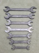 Vintage Indestro Select Steel 7 Piece Open End Wrench Set 5/16" to 7/8" USA