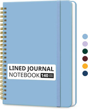Lined Spiral Journal Notebook for Women  Men, 140 Pages, College Ruled Hardcove