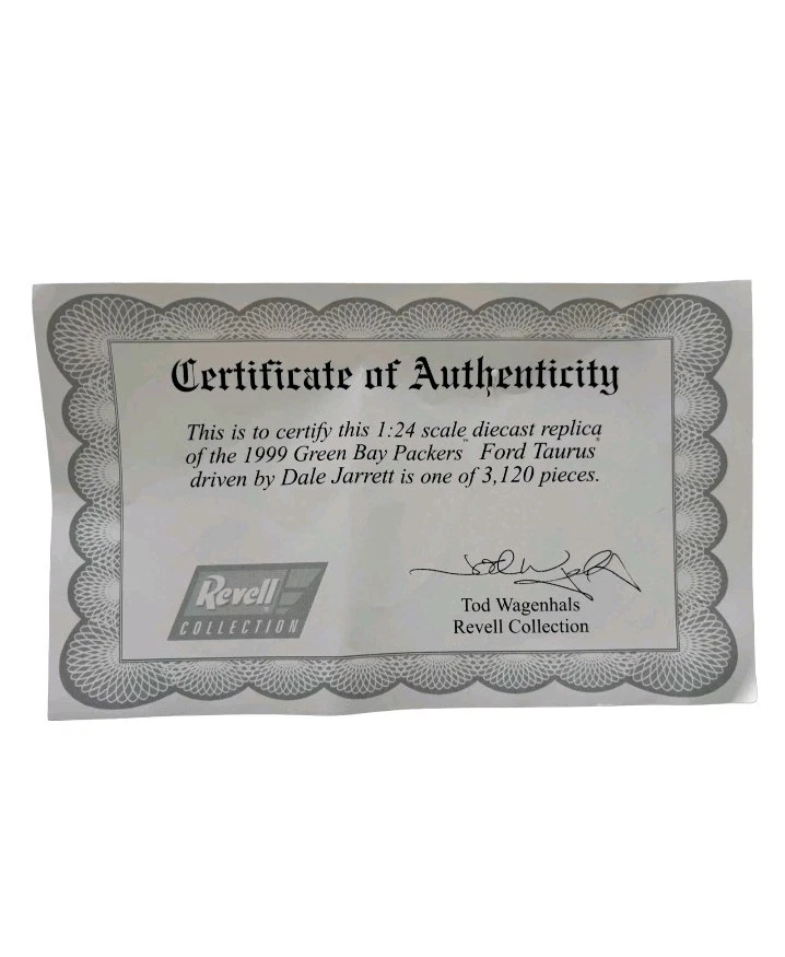 NASCAR 1/24 DieCast Revell Collection Club #11 Packers Jarrett Favre Motorsports Foto 3 de 4