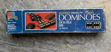 DRAGON WOODEN DOMINOES DOUBLE SIX 28 PIECES MILTON BRADLEY MB S44