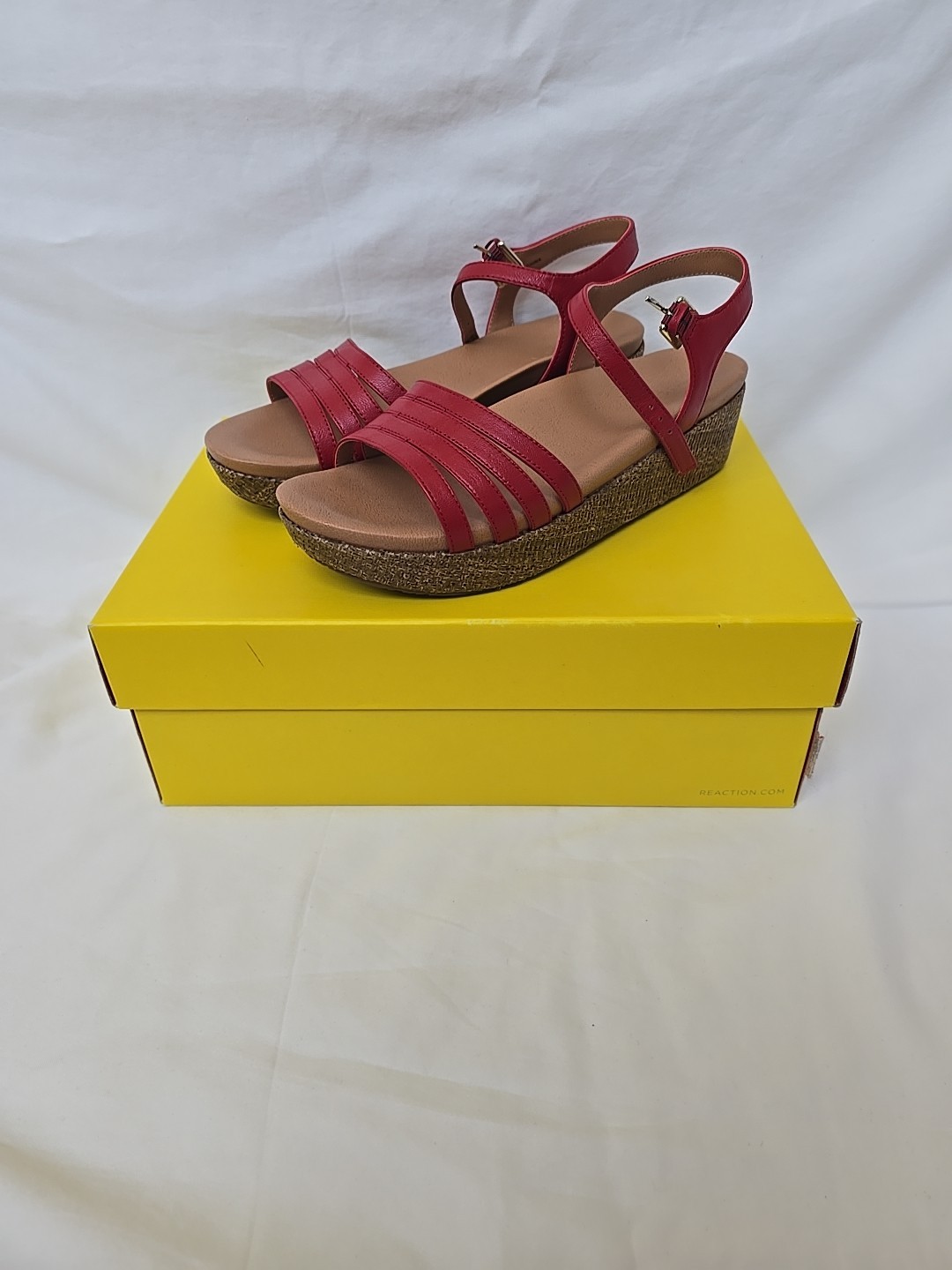 Sandals Women’s Kenneth Cole Size 7.5M Red Leather Ankle Strap Shoes Beach-NWOT-image