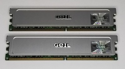 2 Stück DDR2-800 DIMM, 1 GByte, PC2-6400, GeIL GX22GB6400DC, gebraucht