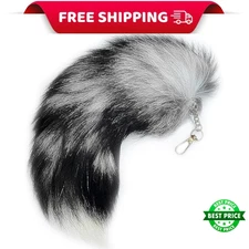 Fluffy Real Fox Fur Tail Keychain Tassel Bag Cosplay Toy Handbag Accessory Hook