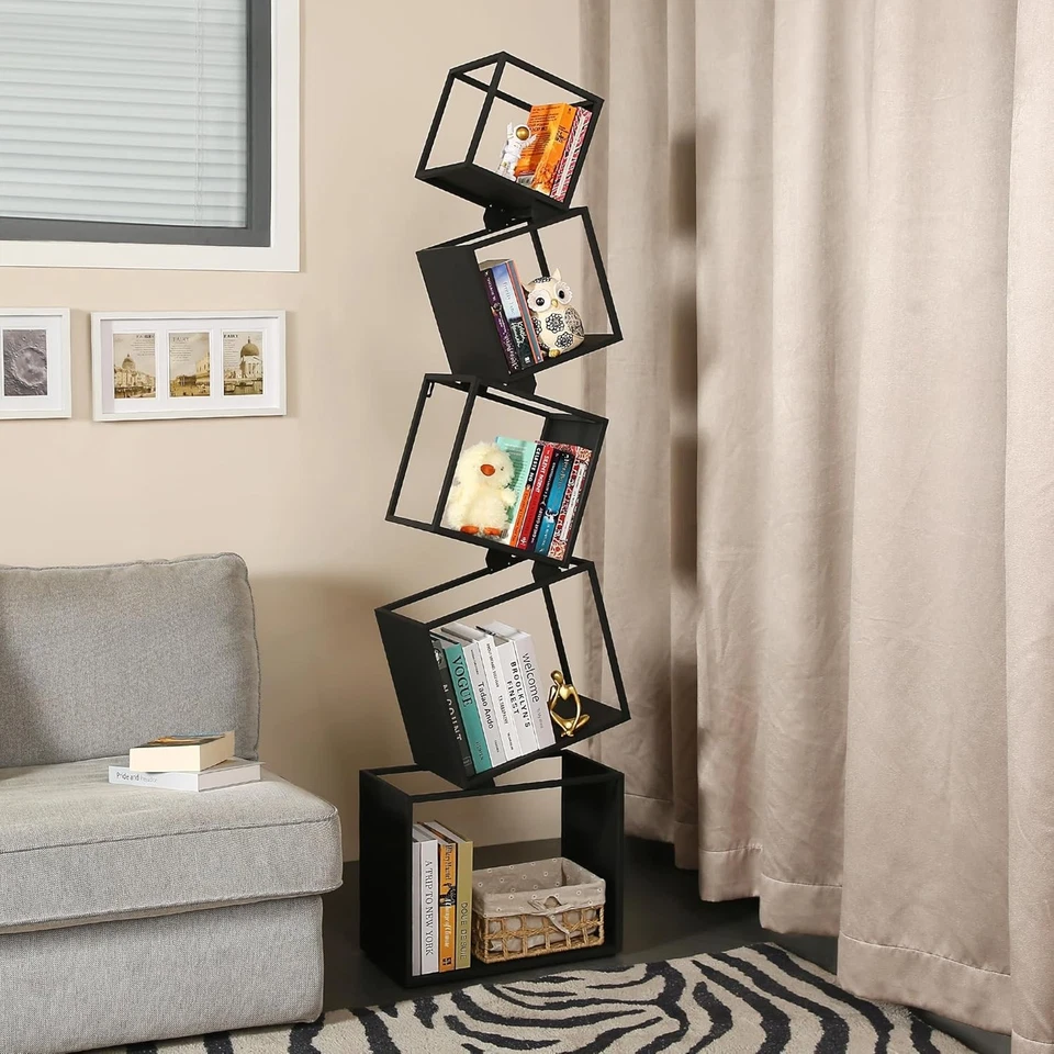 Display Shelf 5 Tier Bookshelf Storage Shelves Stand Rack Modern Corner Bookcase - image 3 of 4