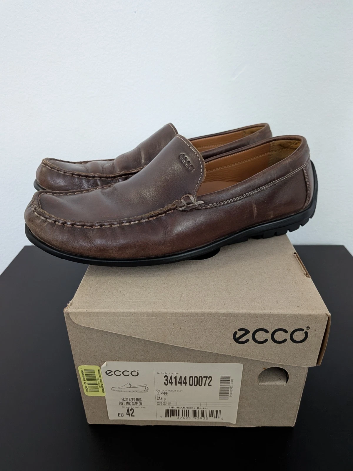 Scarpe mocassini da guida Ecco Soft Moc pelle marrone caffè TG 42 US 8 8 5