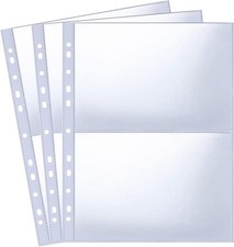 Pack of 30 A4 Photo Sleeves for 2/3/4 Ring Binder, Transparent Postcard Sleeves