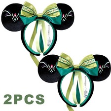 2PCS Disney Parks Frozen Anna Green Fantasy Spring Minnie Mouse Ear Headband