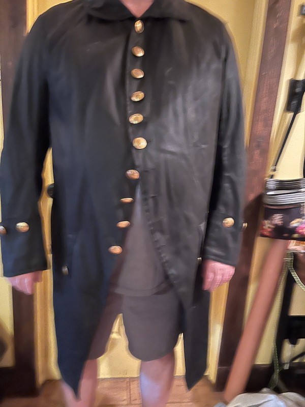 Revolutionary war, F & I, colonial, reenactment frock coat 52R Black Cotton