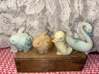 Fenton Glass Animal Lot Of 4 Floral Hand Painted Signed