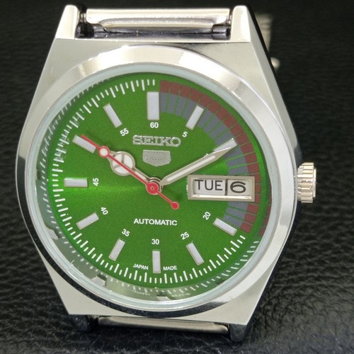 AUTOMATIC VINTAGE REFURBISHED SEIKO 5 6309A JAPAN MENS GREEN WATCH a440786-1 - Picture 4 of 11
