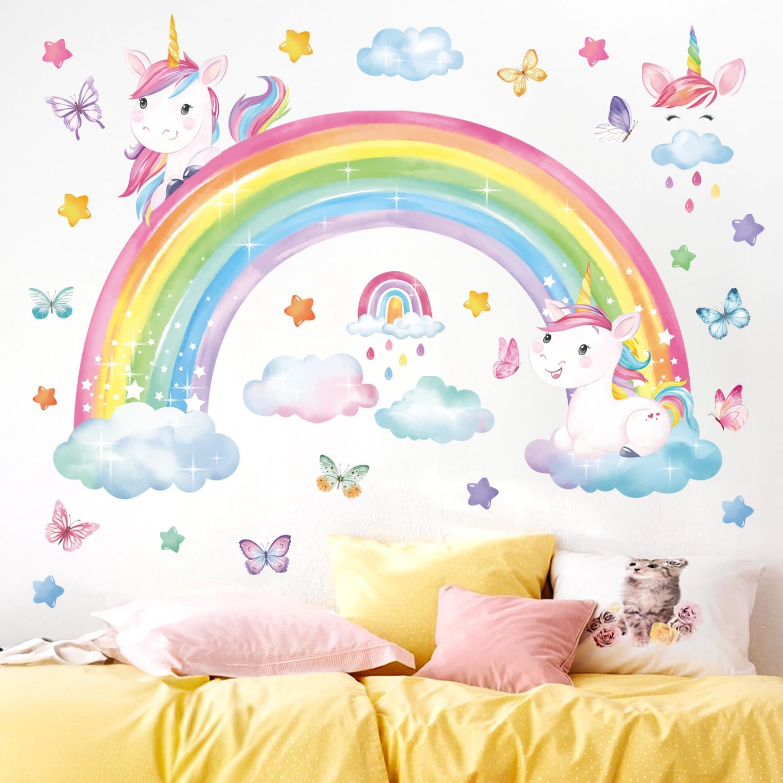 Stickers muraux arc en ciel et licorne pour transformer la chambre de fille