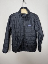 Patagonia Youth Med 10 Black Insulated Ski Jacket Nano Coat Zip