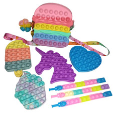 Pop-It Fidget Toy Push Popper Lot Girls Purse Bracelets Unicorn Sensory Anxiety