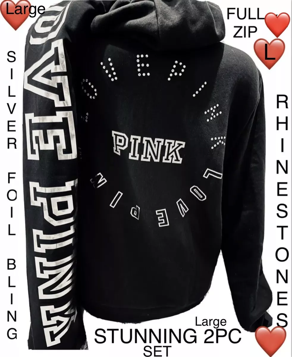 Victoria's secret pink rhinestone best sale hoodie