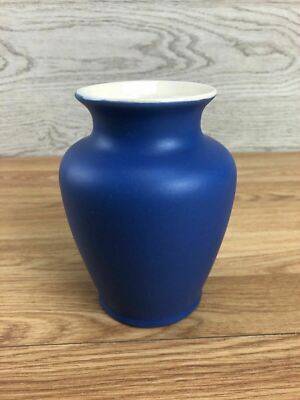 Devonmoor England blaue Keramikvase innen weiß 5,5'' hoch 