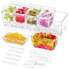 Lifewit Taco Bar Serving Set, Large Ice Chilled Condiment Caddy Organizer