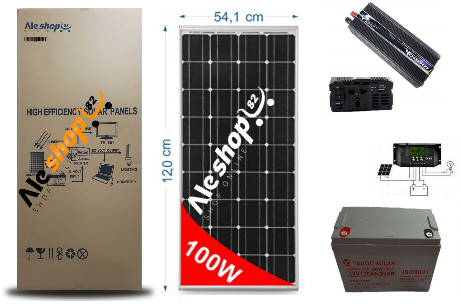 KIT FOTOVOLTAICO PANNELLO ENERGIA SOLARE 1KWH GIORNALIERO INVERTER 4000 BATTERIA