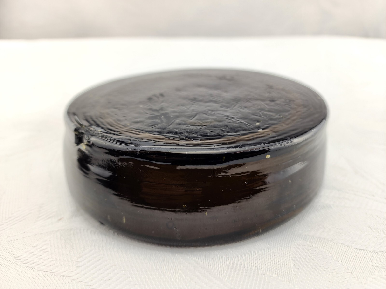 RARE 18th CENTURY BLACK GLASS Lunch TIME Piece 8" Hand Blown Bottle