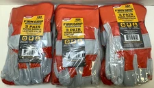 Firm Grip 65032 Large Suede Double Leather Palm Gloves, Orange Gray, 9 Pairs