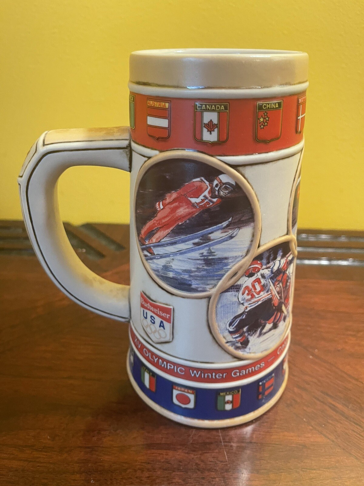 Vintage 1988 Calgary Winter Olympics Commemorative Budweiser Beer Stein